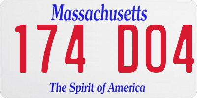 MA license plate 174DO4