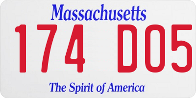 MA license plate 174DO5