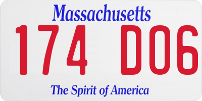 MA license plate 174DO6