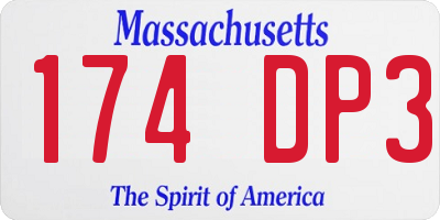 MA license plate 174DP3