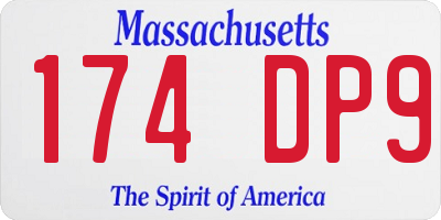 MA license plate 174DP9