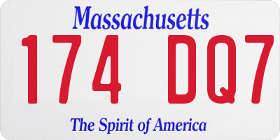 MA license plate 174DQ7
