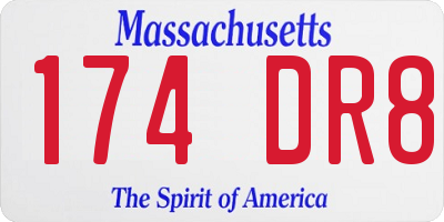 MA license plate 174DR8
