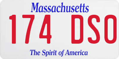 MA license plate 174DS0