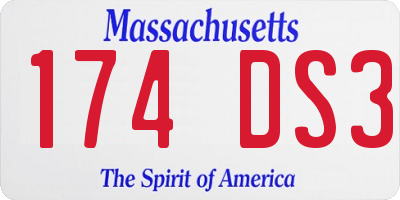 MA license plate 174DS3