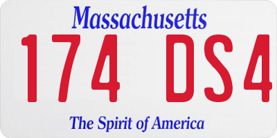 MA license plate 174DS4