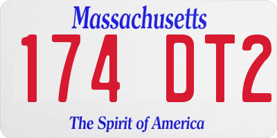 MA license plate 174DT2