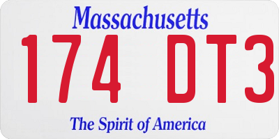 MA license plate 174DT3