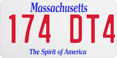 MA license plate 174DT4
