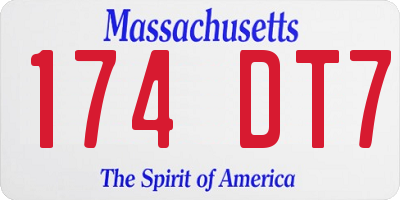 MA license plate 174DT7