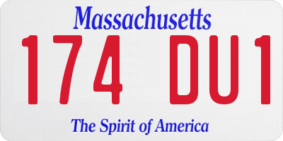 MA license plate 174DU1