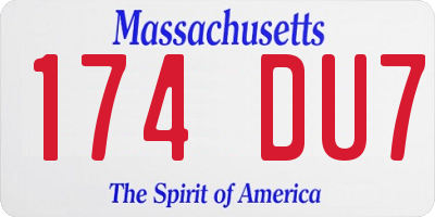 MA license plate 174DU7