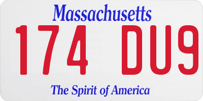 MA license plate 174DU9