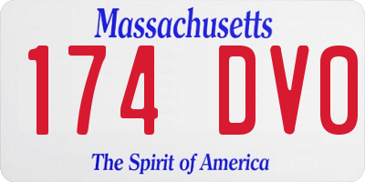 MA license plate 174DV0