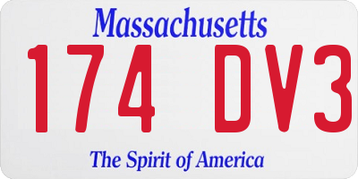MA license plate 174DV3
