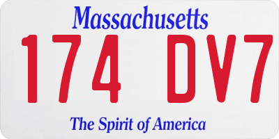 MA license plate 174DV7
