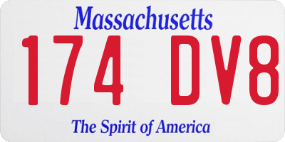 MA license plate 174DV8
