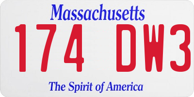 MA license plate 174DW3