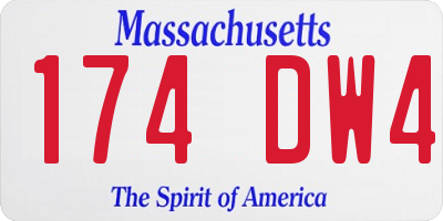 MA license plate 174DW4