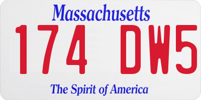 MA license plate 174DW5