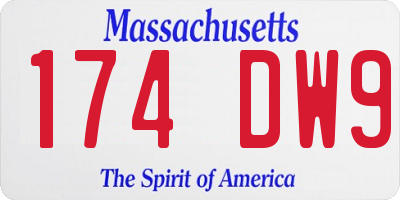 MA license plate 174DW9