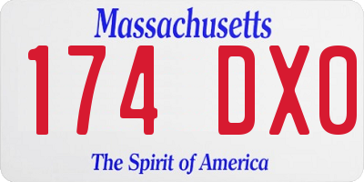MA license plate 174DX0