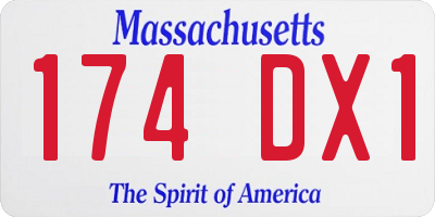 MA license plate 174DX1
