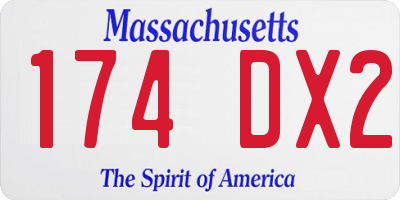 MA license plate 174DX2