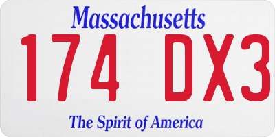 MA license plate 174DX3