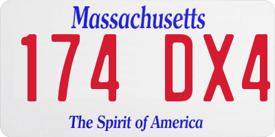 MA license plate 174DX4