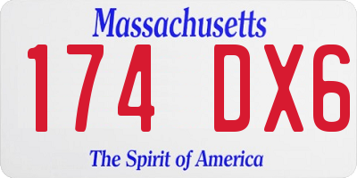 MA license plate 174DX6