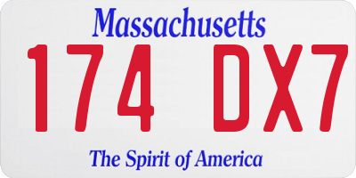 MA license plate 174DX7