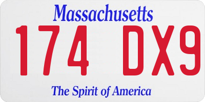 MA license plate 174DX9