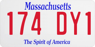 MA license plate 174DY1