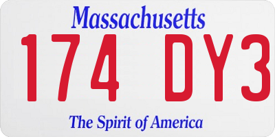 MA license plate 174DY3