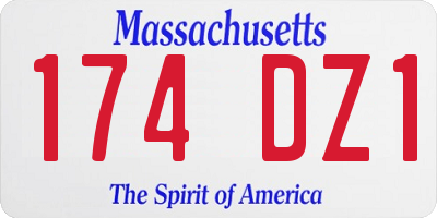 MA license plate 174DZ1