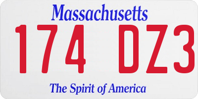 MA license plate 174DZ3