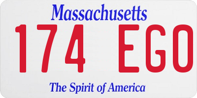 MA license plate 174EG0