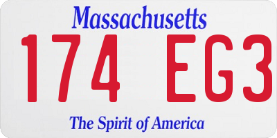 MA license plate 174EG3