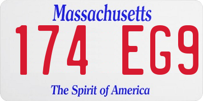 MA license plate 174EG9