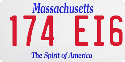 MA license plate 174EI6