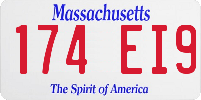 MA license plate 174EI9