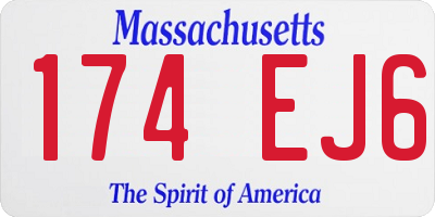MA license plate 174EJ6