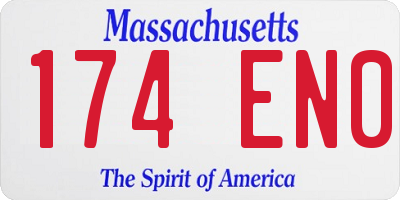 MA license plate 174EN0