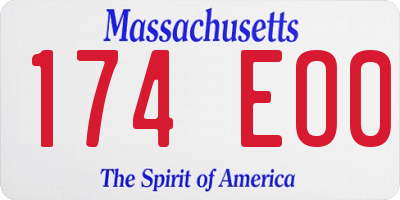 MA license plate 174EO0