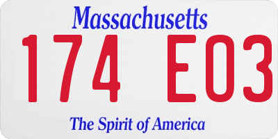 MA license plate 174EO3