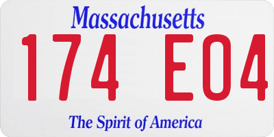 MA license plate 174EO4