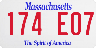 MA license plate 174EO7