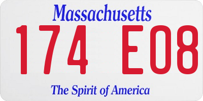 MA license plate 174EO8