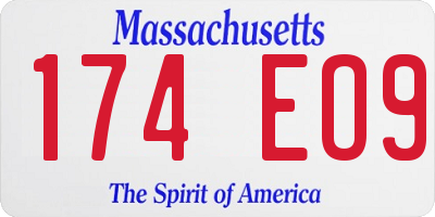 MA license plate 174EO9
